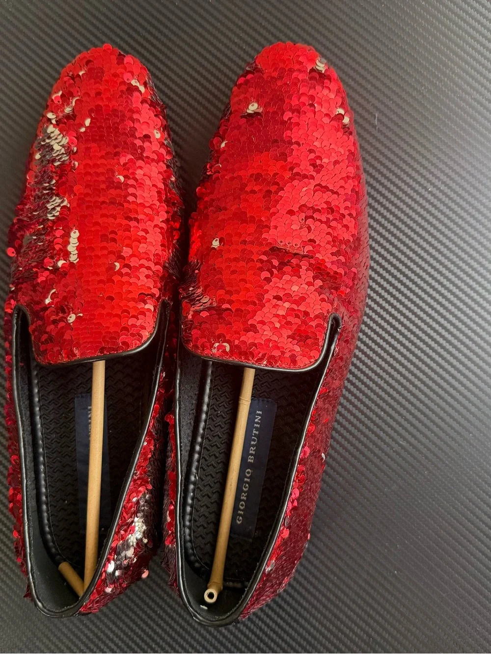 Giorgio Brutini Red Sequin Loafers Men’s 11M w/Matching Bow Tie & Suspenders Set